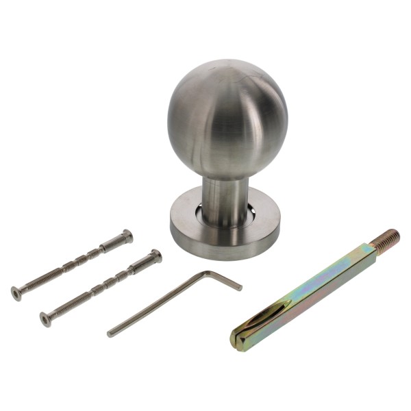 ToniTec® Türknopf rund gerade fest Edelstahl fein matt inkl. Befestigungsmaterial