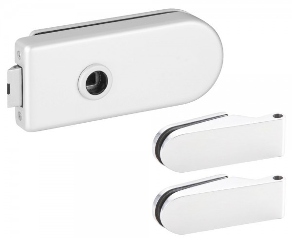 Hermat Glastürschloß ohne Lochung m 2ltg Bänder ohne Drücker OF F1 Aluminium silber elox