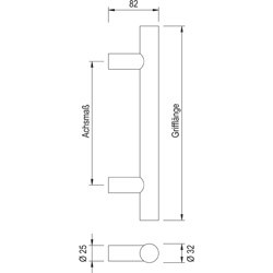 greenteQ Türgriff Stoßgriff gerade Edelstahl inkl. Befestigung Länge 1200 mm Achsmaß 900 mm