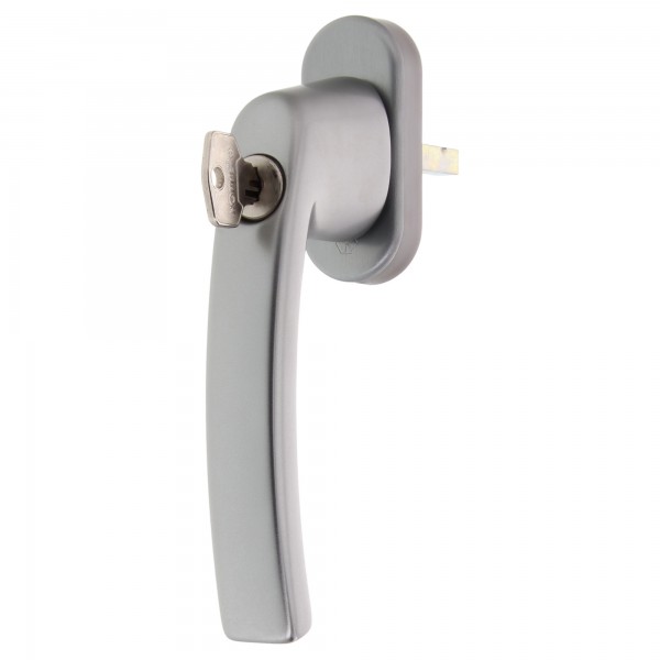 HOPPE Fenstergriff Nürnberg 0911S/US952 SecuTBT® abschl. VK 7/32-42 mm 10 mm Nocken 90° Rasterung F9 AL stahlfarben