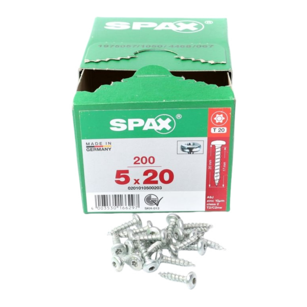 Spax ABC SPAX Schrauben Halbrundkopf-T-STAR 5 x 20 mm , Vollgewinde WIROX A3J