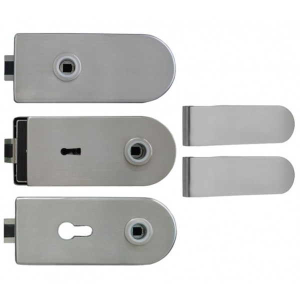 ToniTec® Glastürbeschlag 2 tlg. Bänder Edelstahl ohne Türdrücker mit Flüsterfalle Modell Karim