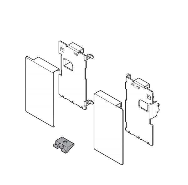 Blum LBX pure Frontbefestigung re./li. für Innenauszug Höhe M oriongrau