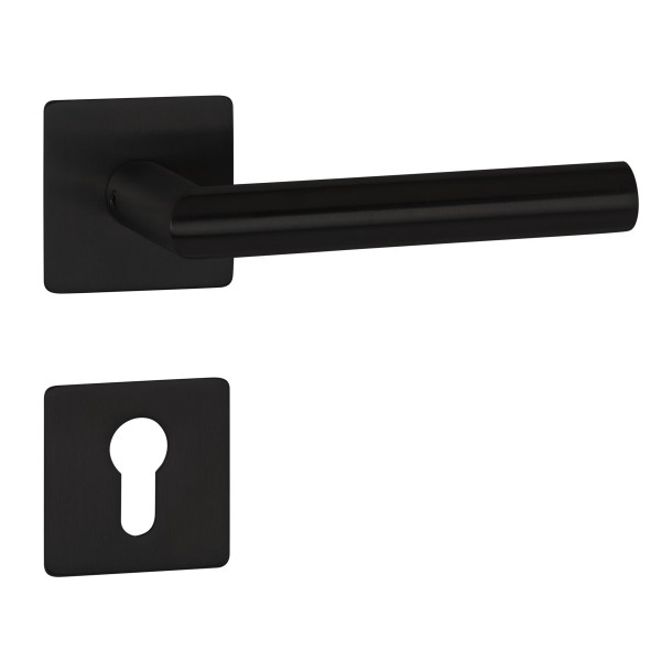 Hermat ZT - Drückergarnitur 1802 BASIC 02 Oberfl. 74 (Classic Black beschichtet)