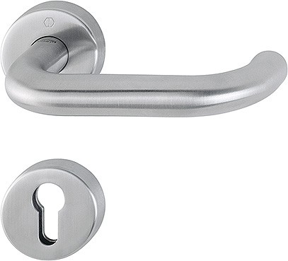 HOPPE Drückergarnitur Paris FS-E138/42H/42HS Rosette PZ VK 9mm DIN ls/rs TS 40-65mm grau edelstahl matt-SecuSan