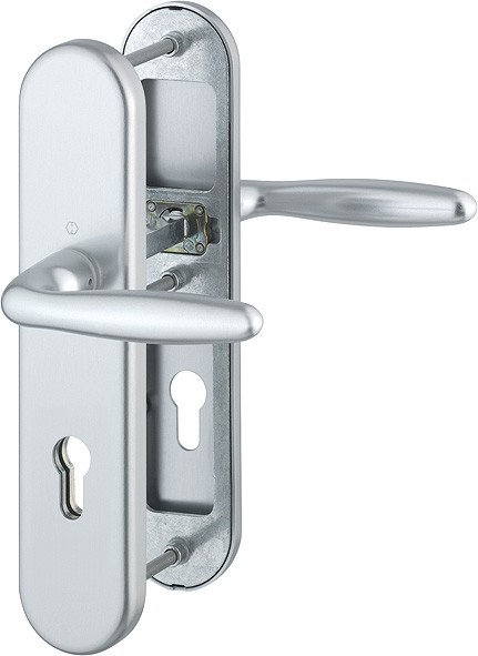 HOPPE Korr. Türgriffgarnitur Verona F1 Aluminium natur 72 mm PZ ES1
