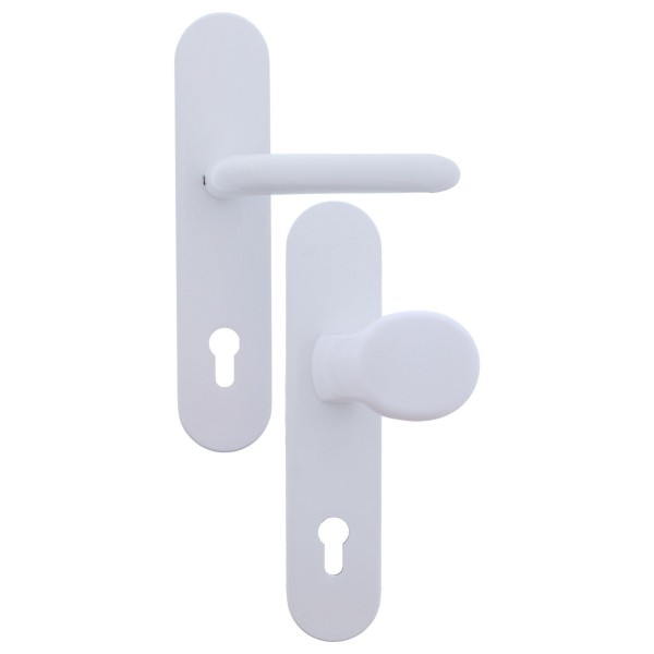 edi Dieckmann Schutzbeschlag U-Form Wechselgarnitur 8753/0292/12 RAL9016 weiß abgekröpfter Knopf