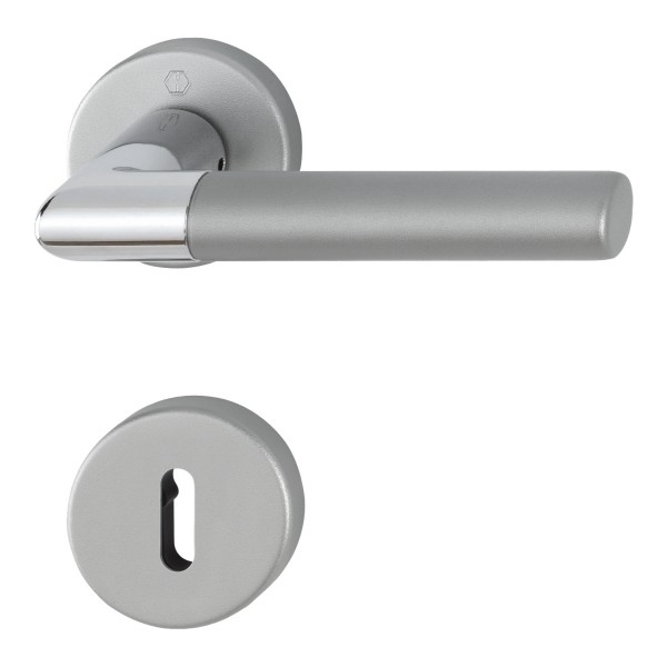 Hoppe Türgriffgarnitur Lecce OB F49/F9-2 verchromt /Aluminium stahl matt