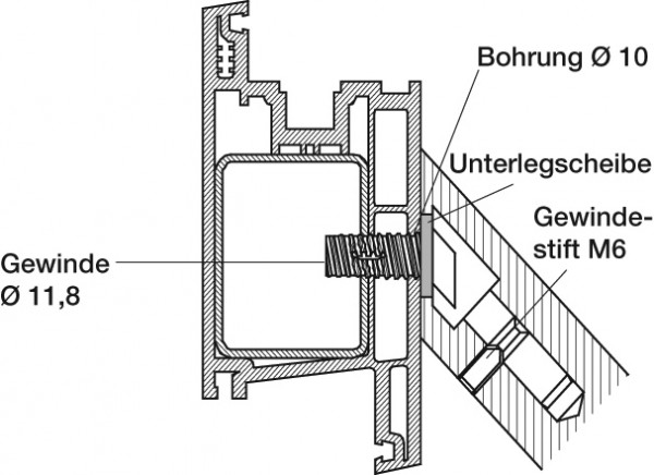 Behle Montageset 195.48.3 für Stoßgriffe mit Stützen 45° Gewindelänge 48 mm