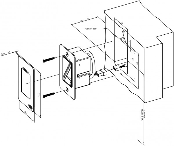 IDENCOM BioKey® Inside Fingerprint , Bluetooth und App zur Verwaltung
