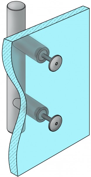 gelbrot Befestigung 1.3 einseitig durchgehend an Glastüren TS 8 - 12 mm