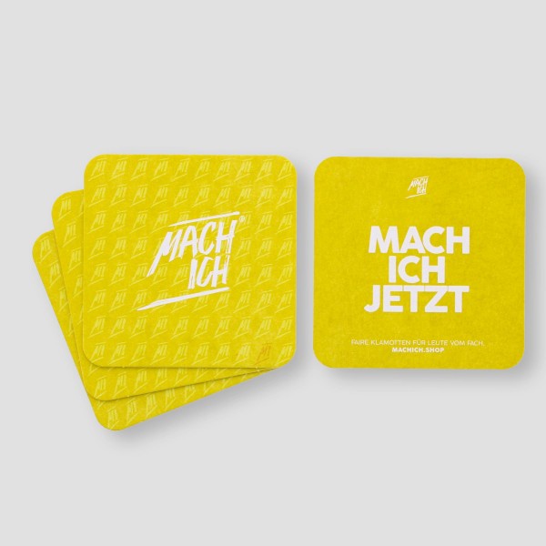 MACH ICH® Untersetzer Set beidseitig bedruckt Sonnengelb