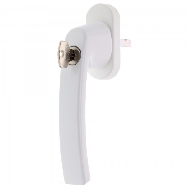 HOPPE Fenstergriff Nürnberg 0911S/US952 SecuTBT® abschl. VK 7/32-42 mm 10 mm Nocken 90° Rasterung F9016 AL weiß