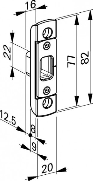 Roto DoorSafe MV - Bolzen-Schließstück H/B/VSTB./20 mm SL ROTOsil