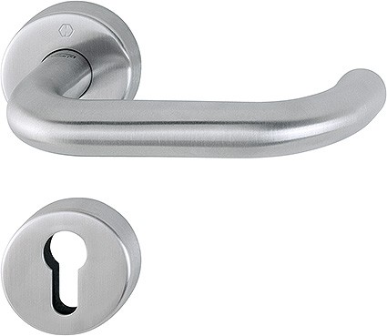 HOPPE Drückergarnitur Paris E138/42H/42HKVS Rosette PZ VK 8mm DIN ls/rs TS 40-45mm grau edelstahl matt-SecuSan