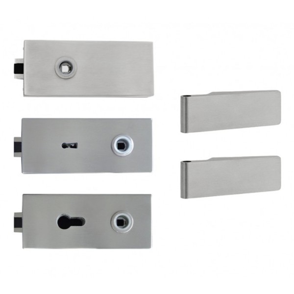 ToniTec® Glastürbeschlag 2 tlg. Bänder Edelstahl ohne Türdrücker mit Flüsterfalle Modell Diego