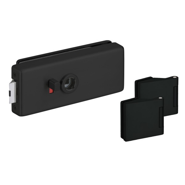 Hermat Glastür-Schlosskasten 6086 BAD - Genova Oberfl. 74 (Classic Black eloxiert)