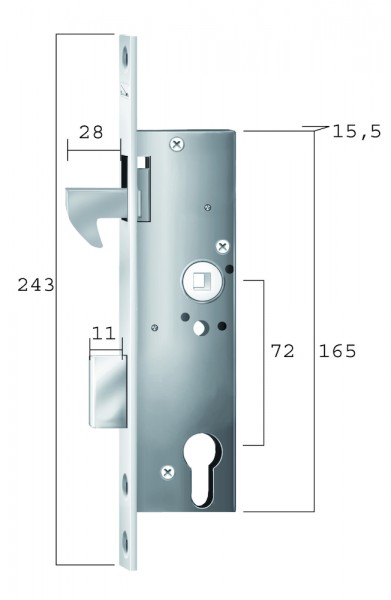 SAG Einsteckschloß 1 8330W0 35 Dorn 24 Stulp kantig 72 mm 8 Nuß PZW verzinkt 1 Tour