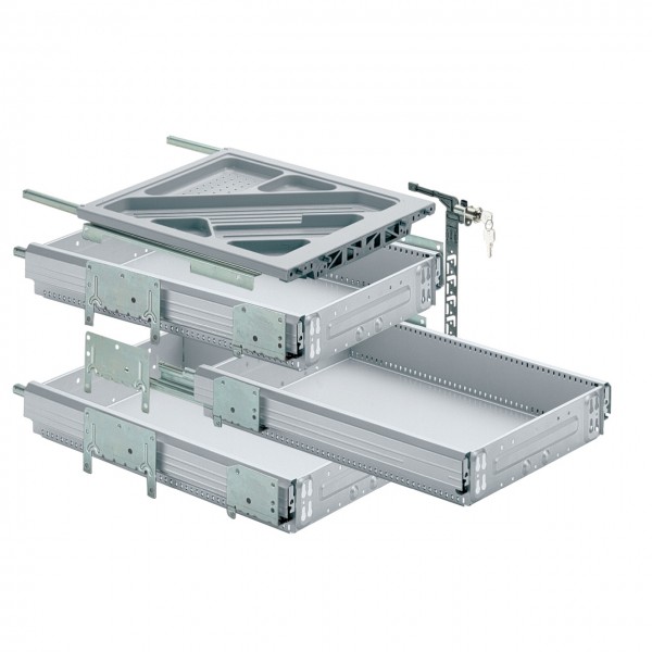 Hettich Schreibtisch - Container - Set LR 32 Alu finish EB 392 ET 530 mm