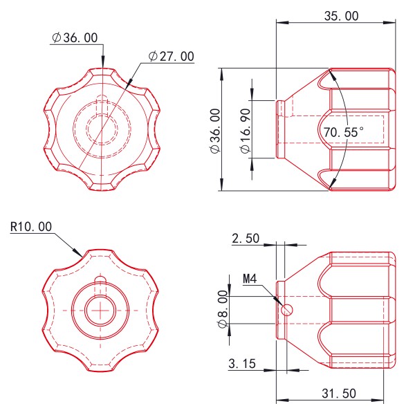 [NR] ABUS EC550 Zylinder mit EasyTurn Knauf rot verschiedenschließend mit ToniTec CodeCard inkl. 5 Schlüssel Größe 55/45K
